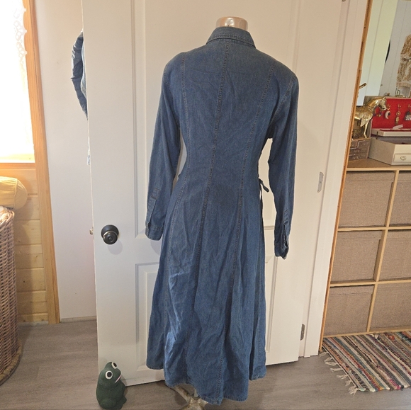 Vintage Forenza Denim Western Long Sleeve Button Down Maxi Dress, SIZE 10 - Picture 12 of 16